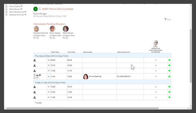Interviewing Scheduling Round 1 (Telephone)