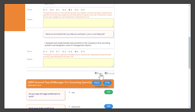 Scoring Questionnaire's Written Answers