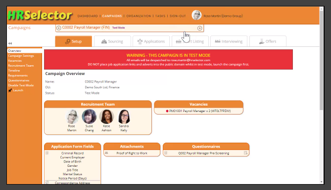 Launching a Campaign in Test Mode